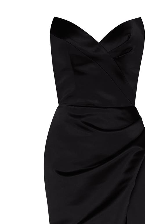 Milla Black Strapless Evening Gown With Thigh Slit In Black