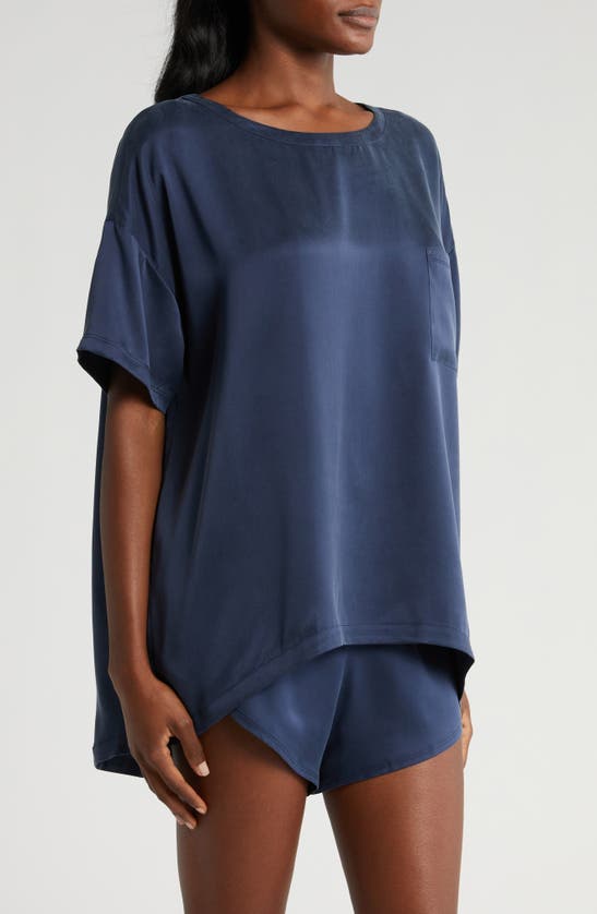 Lunya Washable Silk Short Pajamas In Deep Bluednu