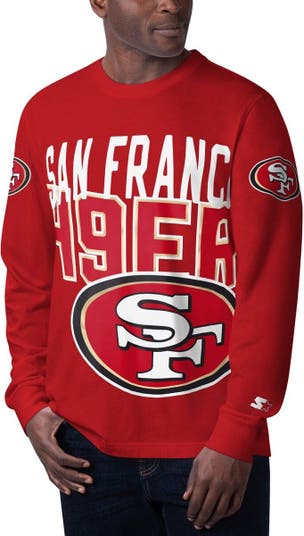 Women's Starter Scarlet San Francisco 49ers Bump and Run Long Sleeve Hoodie T-Shirt Size: Medium