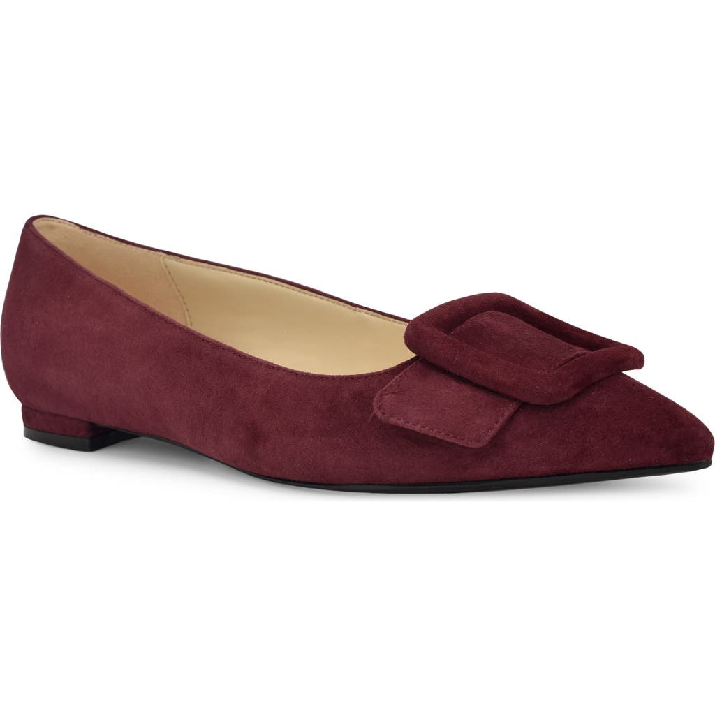Nine West Jesike Pointed Toe Flat In Dark Red