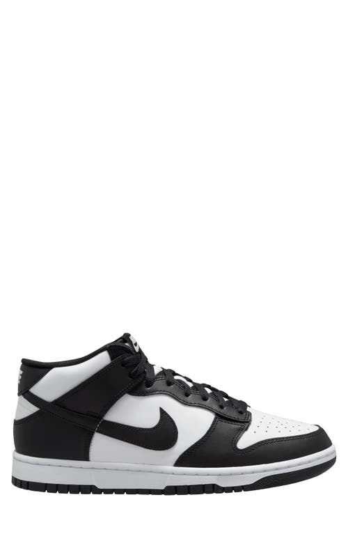Nike Dunk Mid Basketball Sneaker In White/black/white