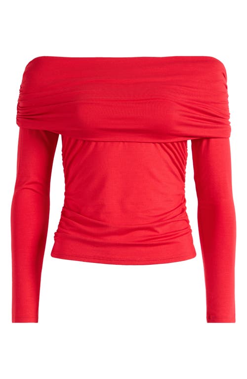 Shop Reformation Florentina Draped Off The Shoulder Knit Top In Lipstick