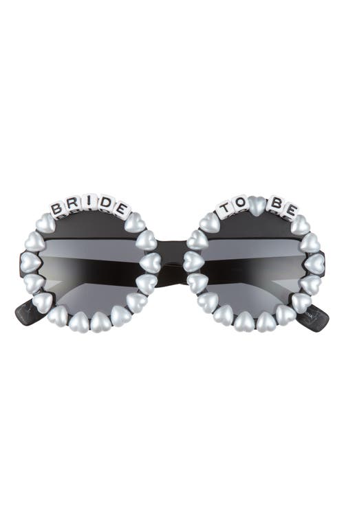 Rad + Refined Bride To Be Embellished Round Sunglasses In Black/black