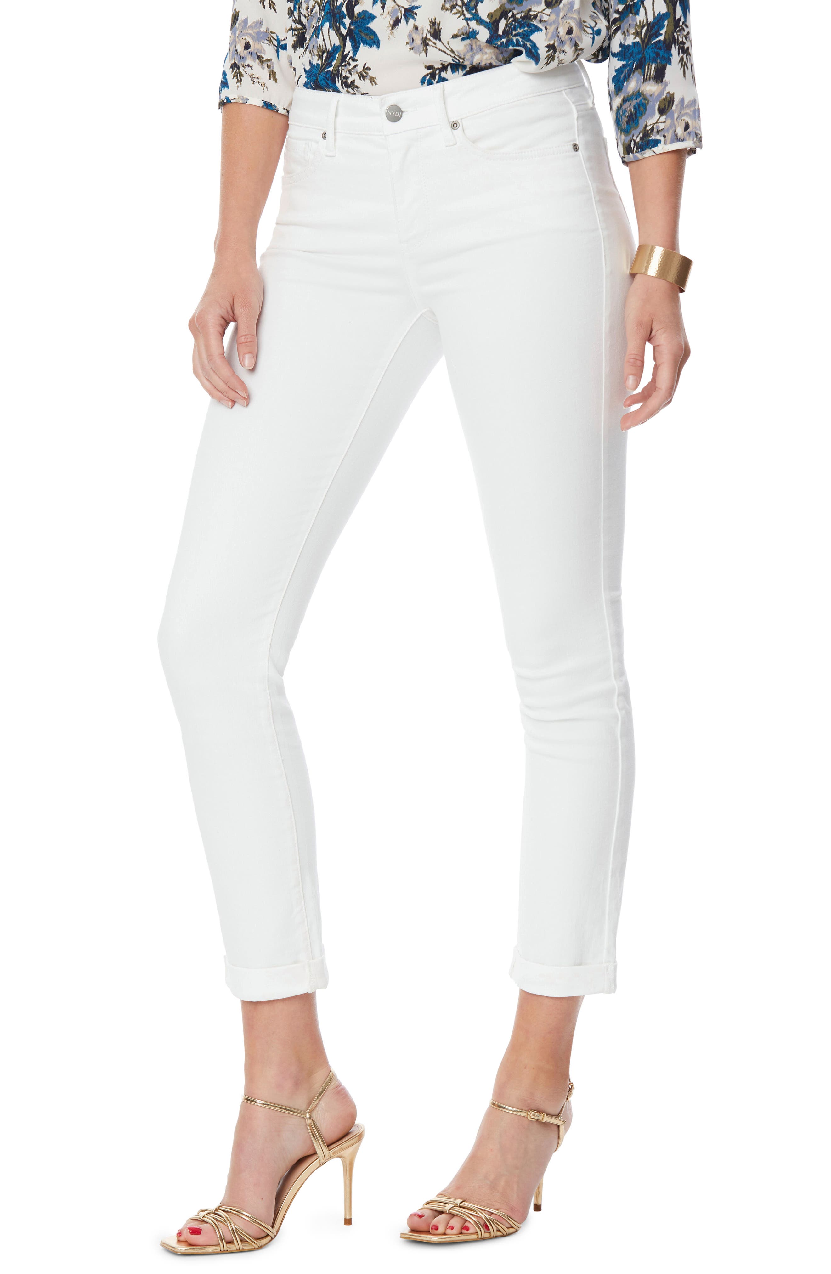 Nydj Sheri Cuff Ankle Jeans In Optic White