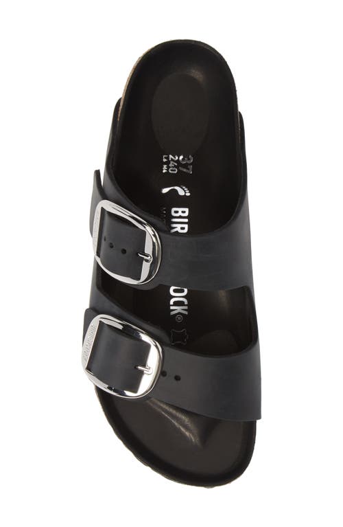 Birkenstock 'arizona' Black Sandals With Logo Lettering On The Buckle In Black Oiled Leather