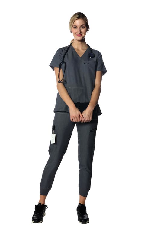 Members Only Cordoba 5-pocket Scrub Top In Graphite