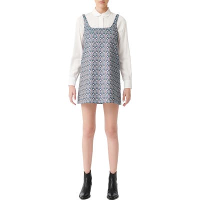 Maje Print Sleevelees Minidress, 4 FR - Blue