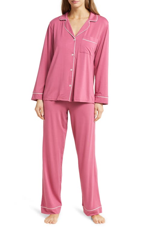 Shop Eberjey Gisele Jersey Knit Pajamas In Raspberry/ivory