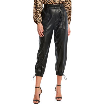 Bardot Faux Leather Cargo Pants, Black