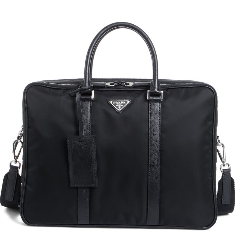 Prada Nylon Briefcase with Saffiano Leather Trim | Nordstrom