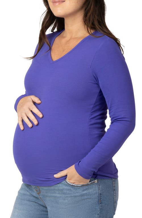 Shop Kindred Bravely Rib V-neck Maternity/nursing Top In Cobalt