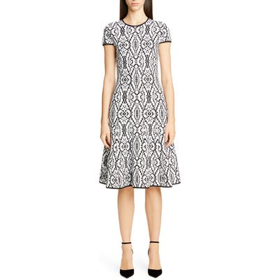 St. John Collection Artisanal Ikat Jacquard Sweater Dress, Black