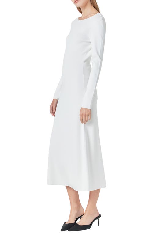Endless Rose Open Back Long Sleeve Midi Sweater Dress In Cream