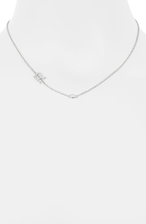 Meshmerise Bezel Diamond Initial Chain Necklace In White-r