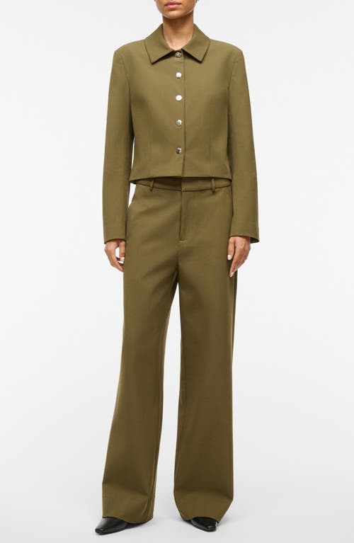 Shop Staud Marino Crop Jacket In Sergeant Green