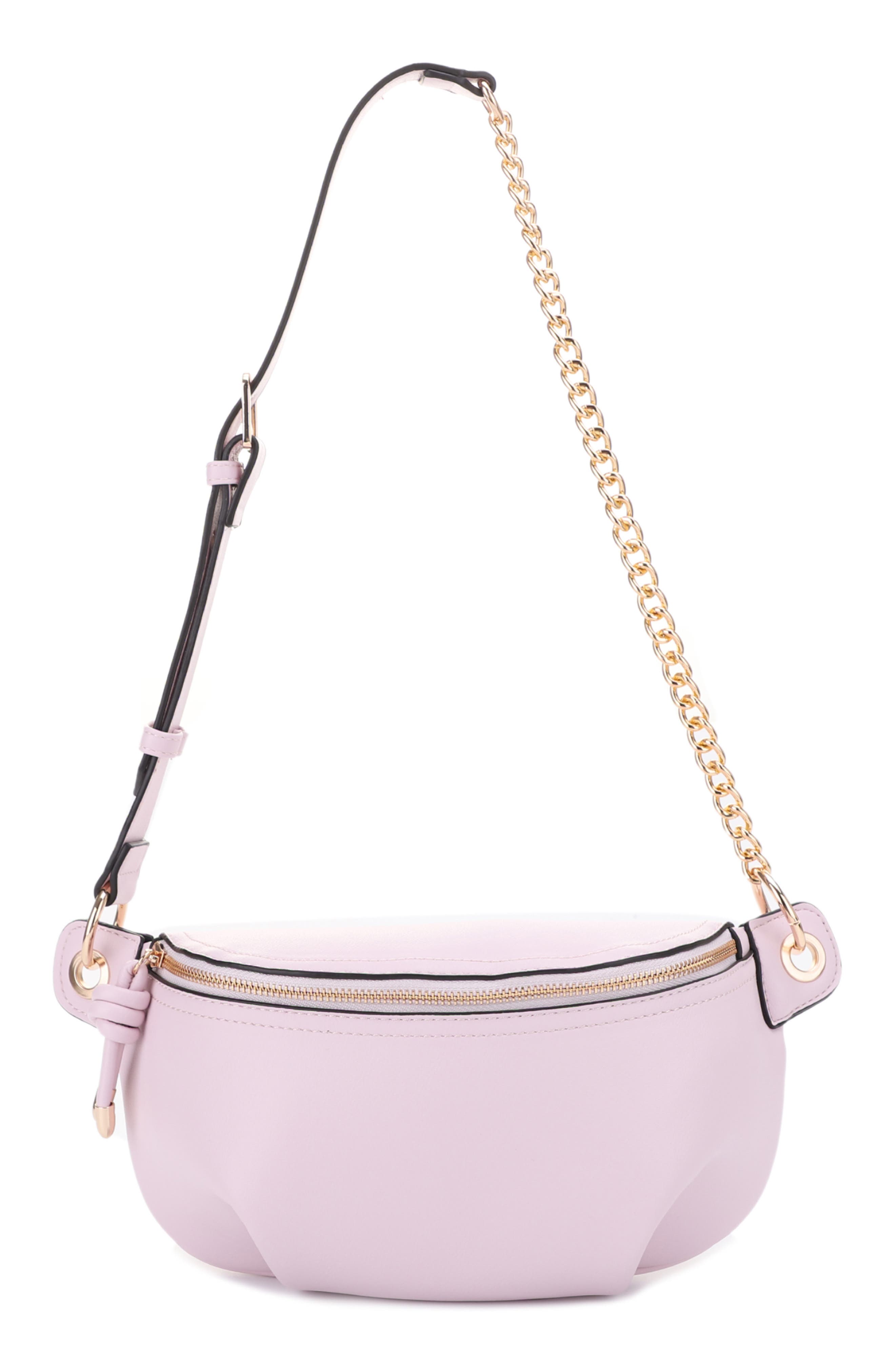 Mali + Lili Evelyn Vegan Leather Belt Bag in Blush 