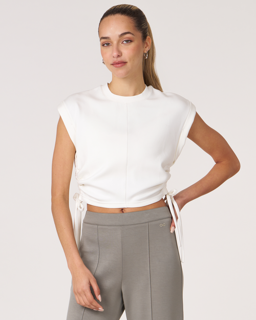 Rebody Active Nadine Scuba Shirring Top In White
