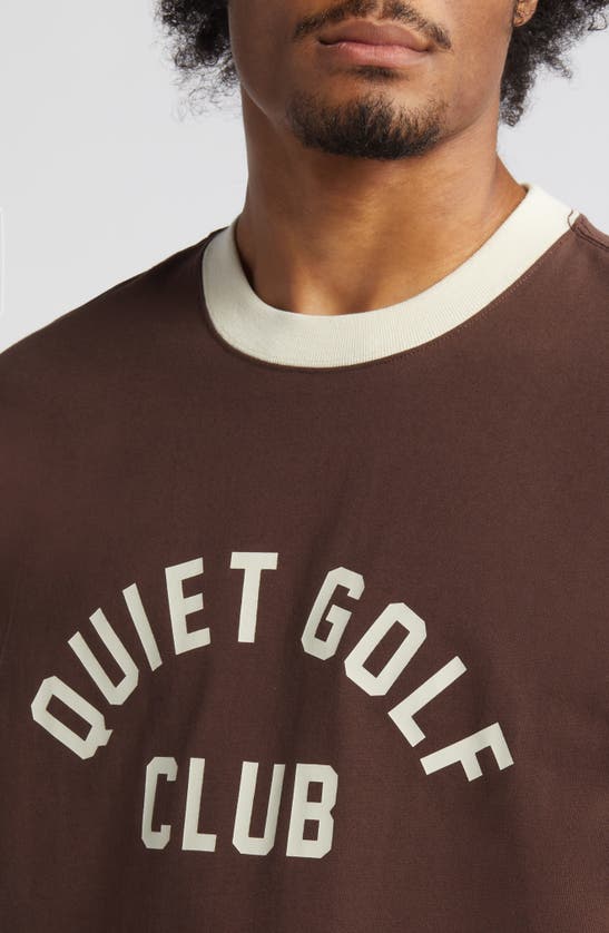 Shop Quiet Golf Club Cotton Graphic Ringer T-shirt In Brown