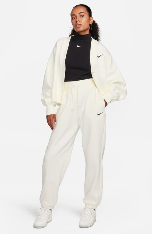 Shop Nike Sportswear Phoenix Fleece Oversize Cardigan In Sail/black