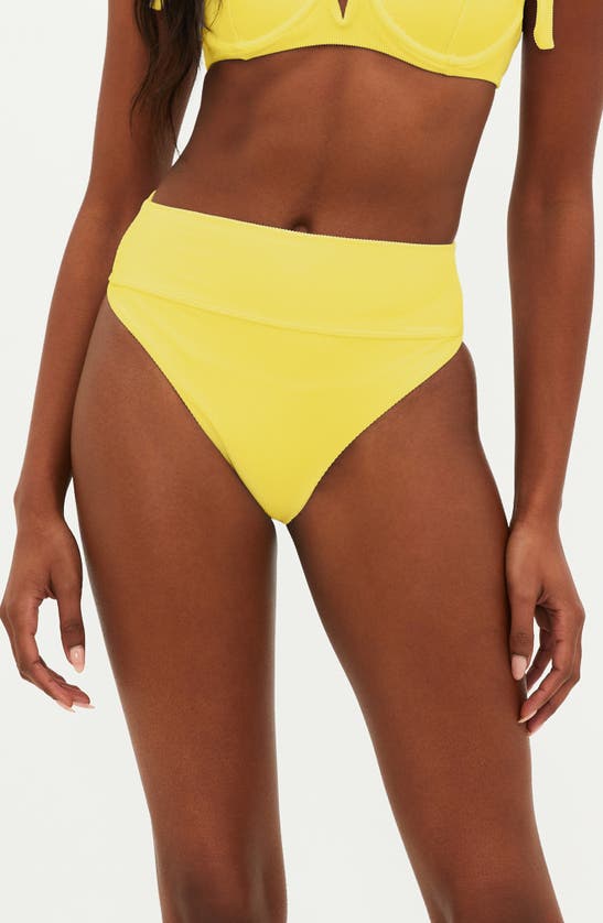 Shop Beach Riot Highway High Waist Bikini Bottoms In Lemon Yellow