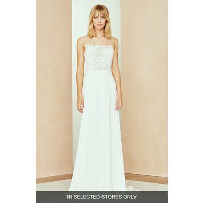 Nouvelle Amsale Megan Organza & Crepe Column Gown, Size - Ivory