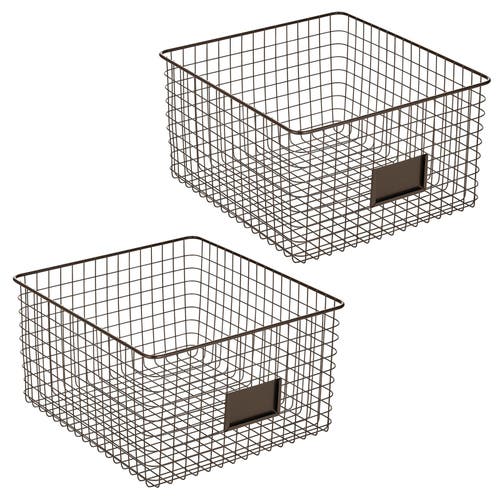 mDesign Bedroom Closet Storage Organizer Basket with Label Slot, 2 Pack in Bronze at Nordstrom