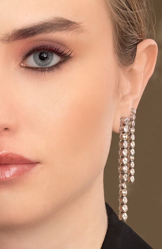 Shop Mindi Mond Milgrain Bezel Diamond Linear Drop Earrings In Platinum