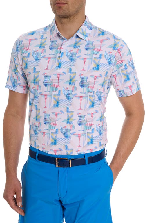 Robert Graham Happiest Hour Print Performance Polo White at Nordstrom,