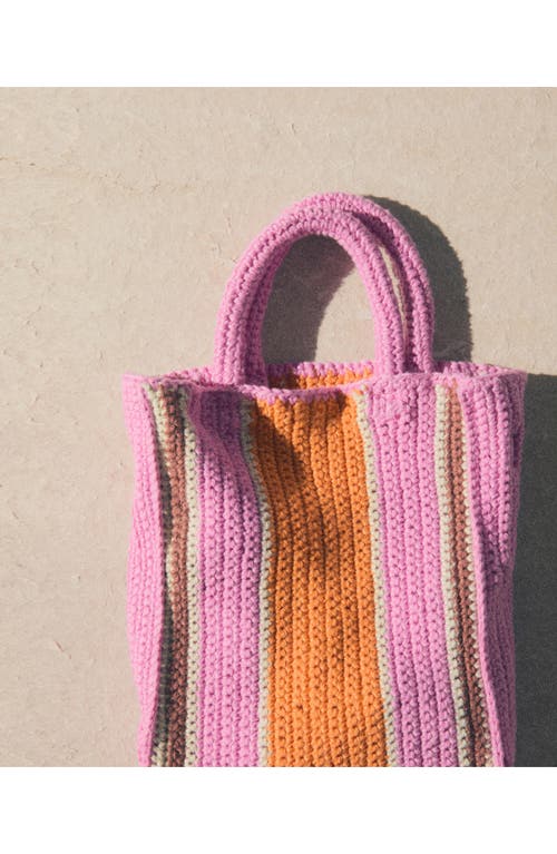 Shop Mango Stripe Crochet Shopper In Pink