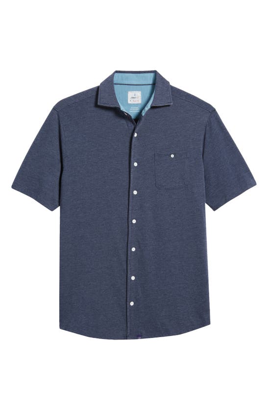 Shop Johnnie-o Crouch Short Sleeve Knit Button-up Shirt In Navy
