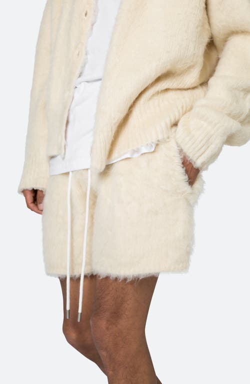 Mnml Fuzzy Sweat Shorts In Off White