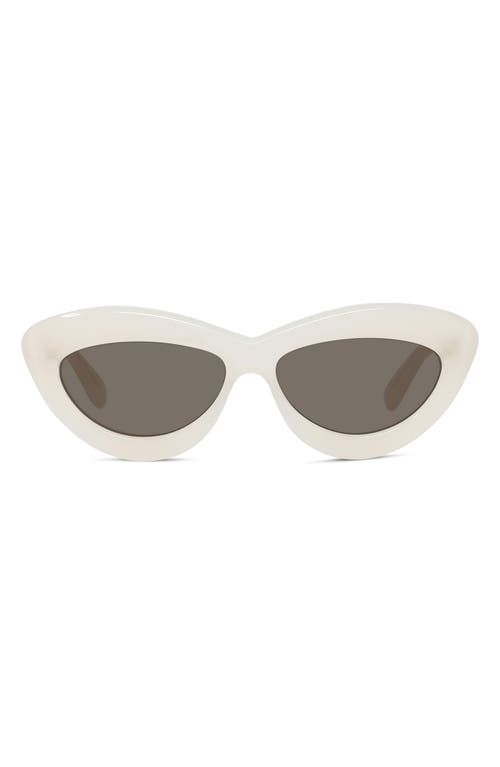 Loewe Curvy 54mm Cat Eye Sunglasses in Ivory /Brown at Nordstrom