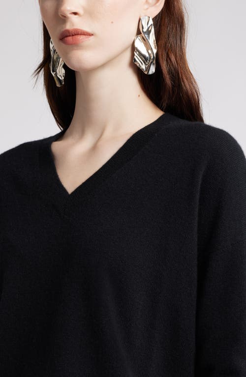 Nordstrom V-neck Cashmere Sweater In Black Rock