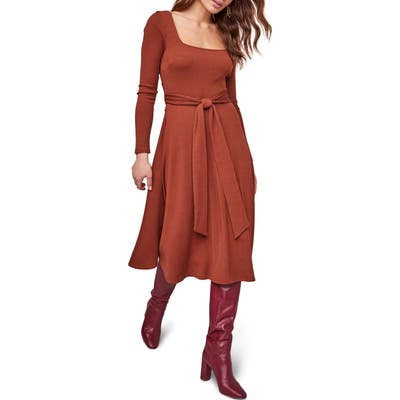 Astr The Label Sinclair Midi Dress, Brown