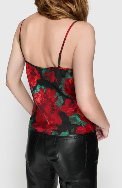 Shop Rebecca Minkoff Baker Floral Cowl Neck Camisole In Black Rose