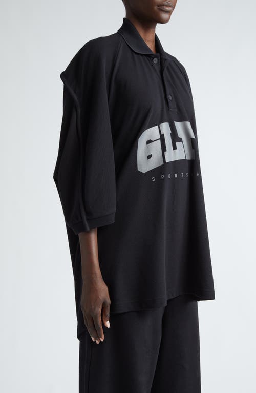 Shop Jean Paul Gaultier X Shayne Oliver Oversize Jersey Graphic Polo In Black