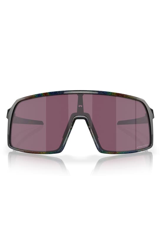 Shop Oakley Sutro Prizm™ Rectangular Shield Sunglasses In Shiny Black