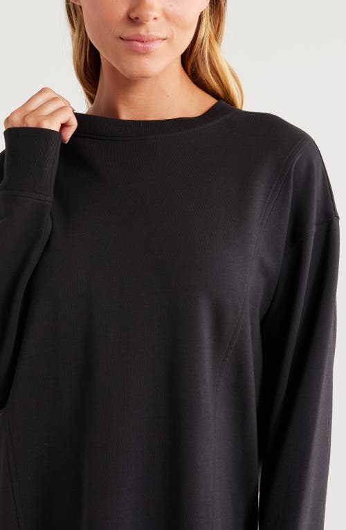 Shop Zella Luxe French Terry Sweatshirt In Black