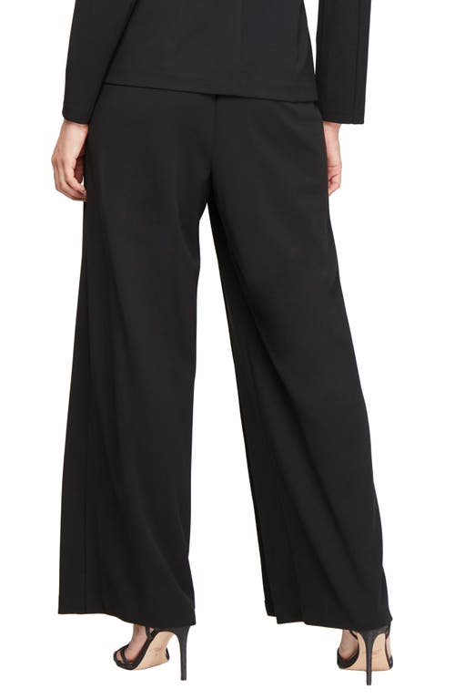 Alex Evenings Skirt Panel Wide Leg Crepe Pants In Black