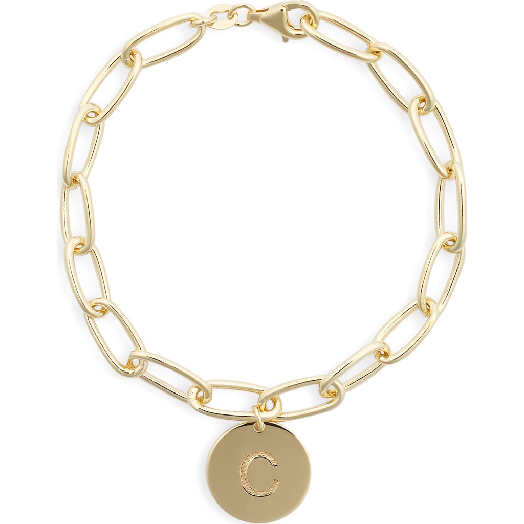 Meshmerise Initial Disc Charm Bracelet In Yellow-c