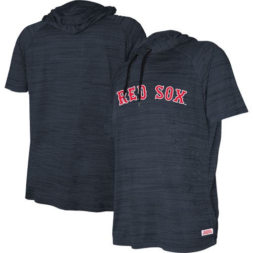 Youth Stitches Heather Navy Boston Red Sox Raglan Short Sleeve Pullover Hoodie