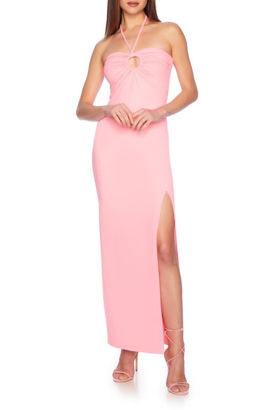 Shop Susana Monaco Ring Front Halter Maxi Dress In Knockout Pink