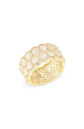 Nordstrom Rack Cubic Zirconia Scalloped Eternity Band Ring In Clear- Gold