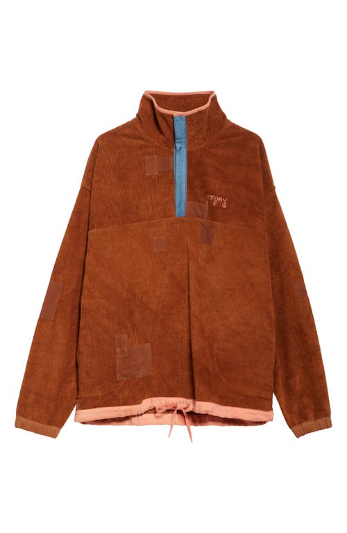 Story Mfg. Polite Patchwork Organic Cotton Corduroy Pullover In Brown Scarecrow Cord