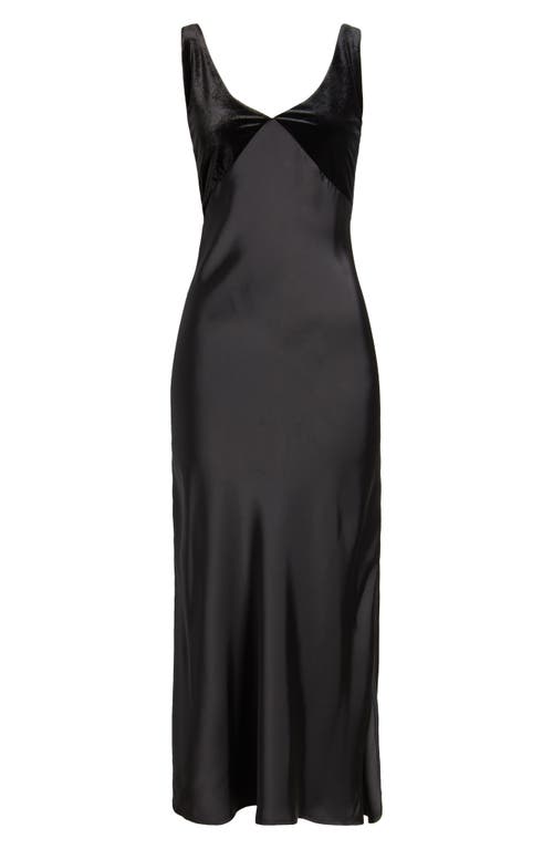 Shop Sam Edelman Satin & Velvet Maxi Dress In Black