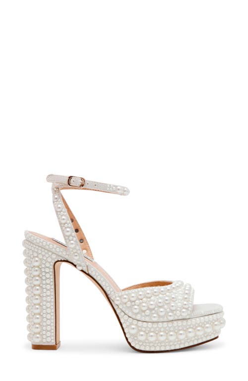 Shop Steve Madden Assured Platform Ankle Strap Sandal In Pearl