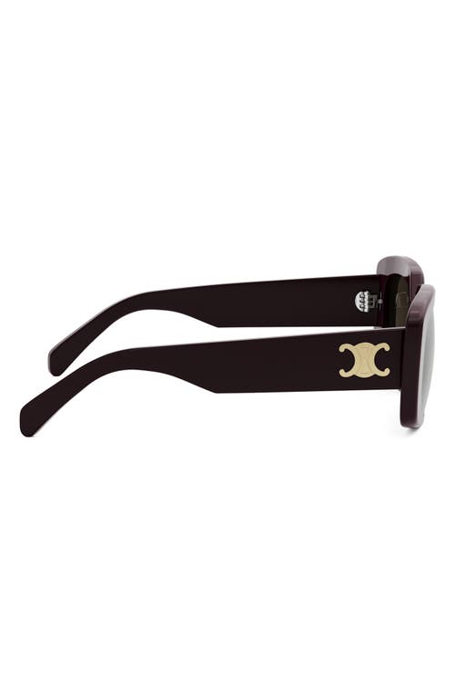 Shop Celine Triomphe 55mm Rectangular Sunglasses In Shiny Bordeaux/brown