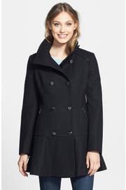 GUESS Skirted Wool Blend Coat | Nordstrom