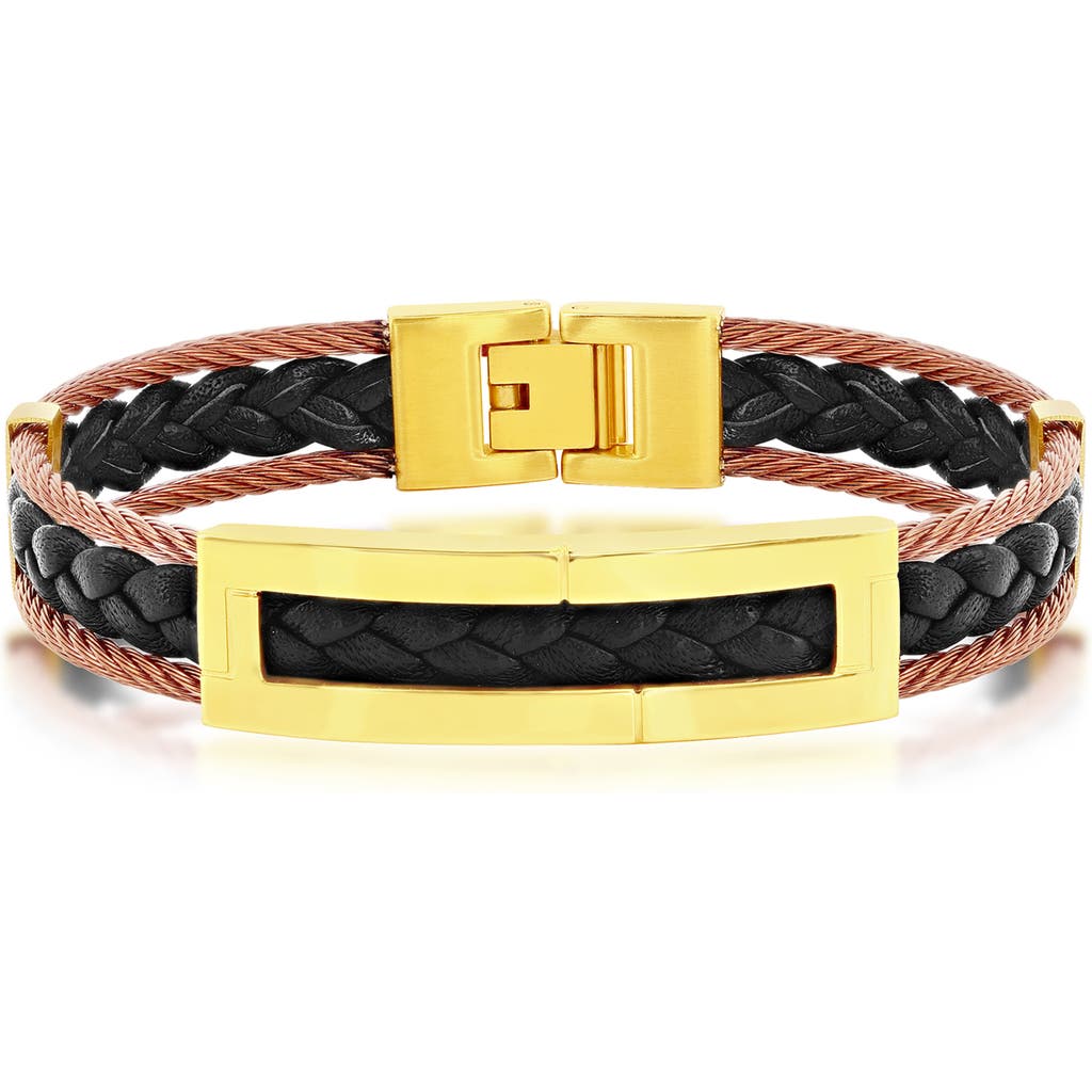 Blackjack Braided Leather & Stainless Steel Cable Bracelet In Multi