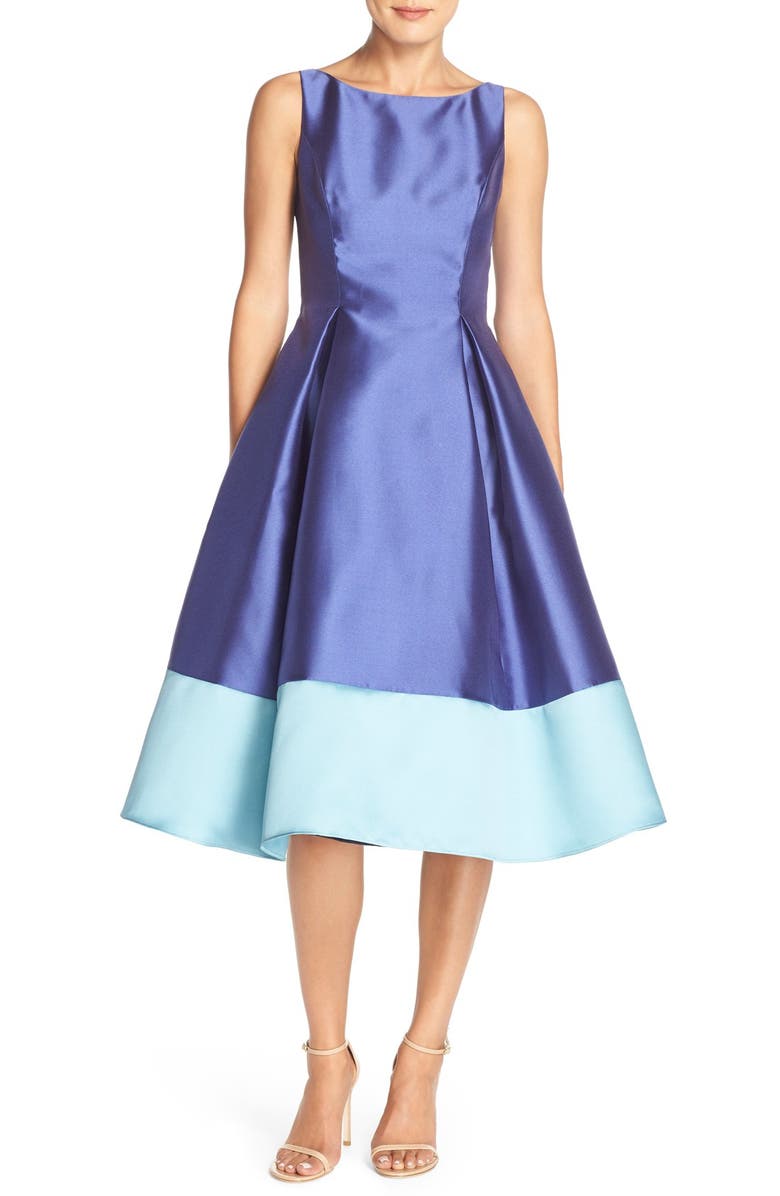 Adrianna Papell Colorblock Mikado Fit & Flare Dress | Nordstrom